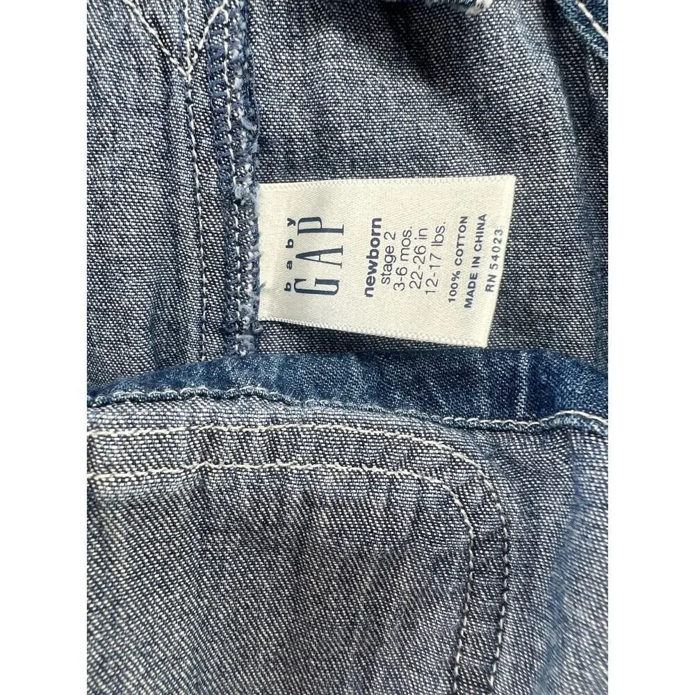 Vintage Baby Gap Classic Denim Overalls Unisex Infant 3–6 Months Snap Leg